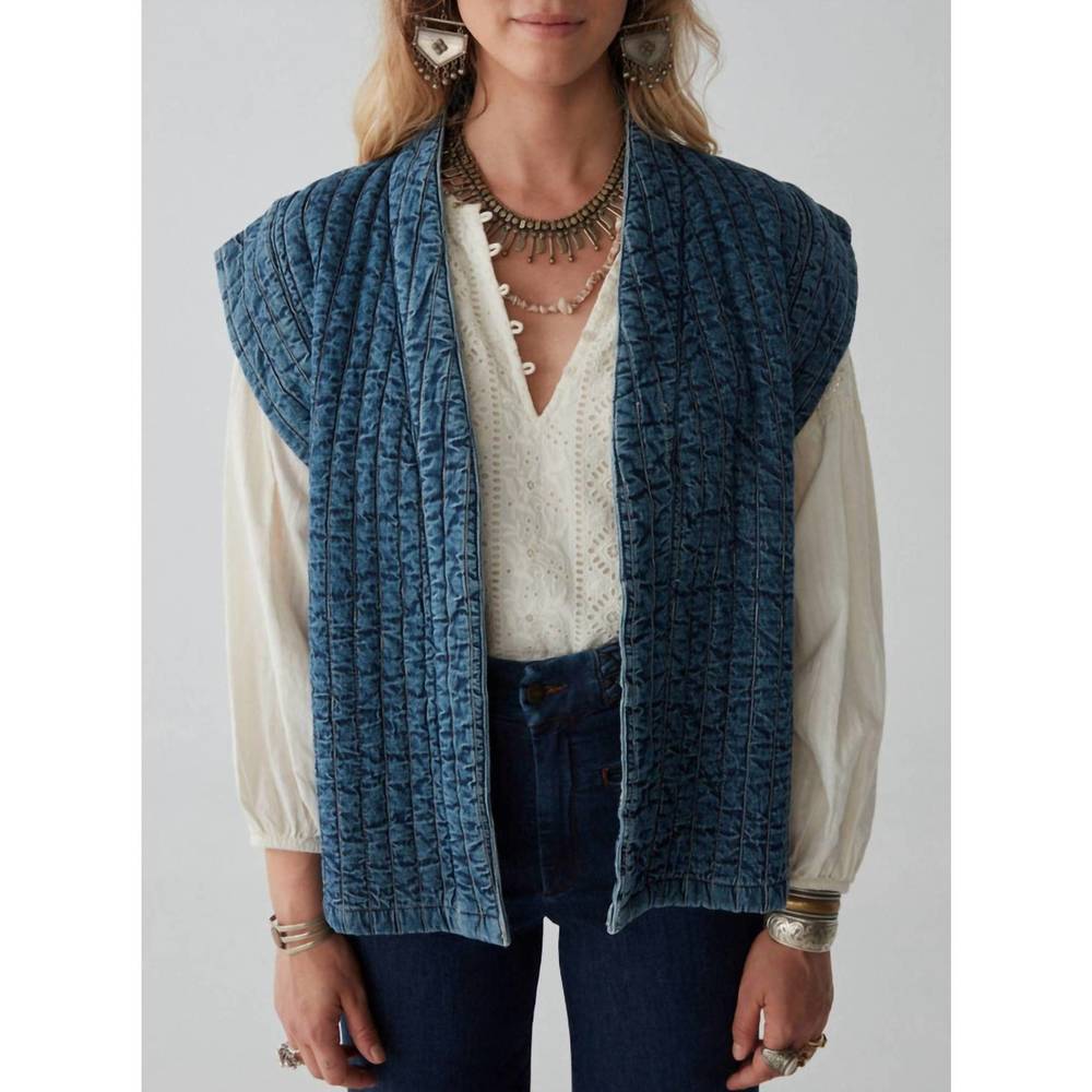 NEW MAISON HOTEL elsa quilted denim vest in blue